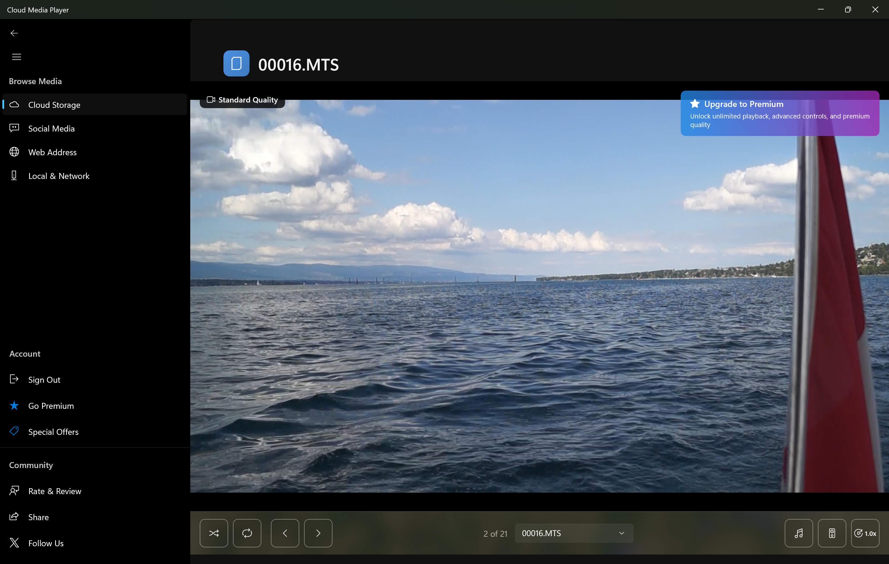 Cloud Media Player running on Xbox